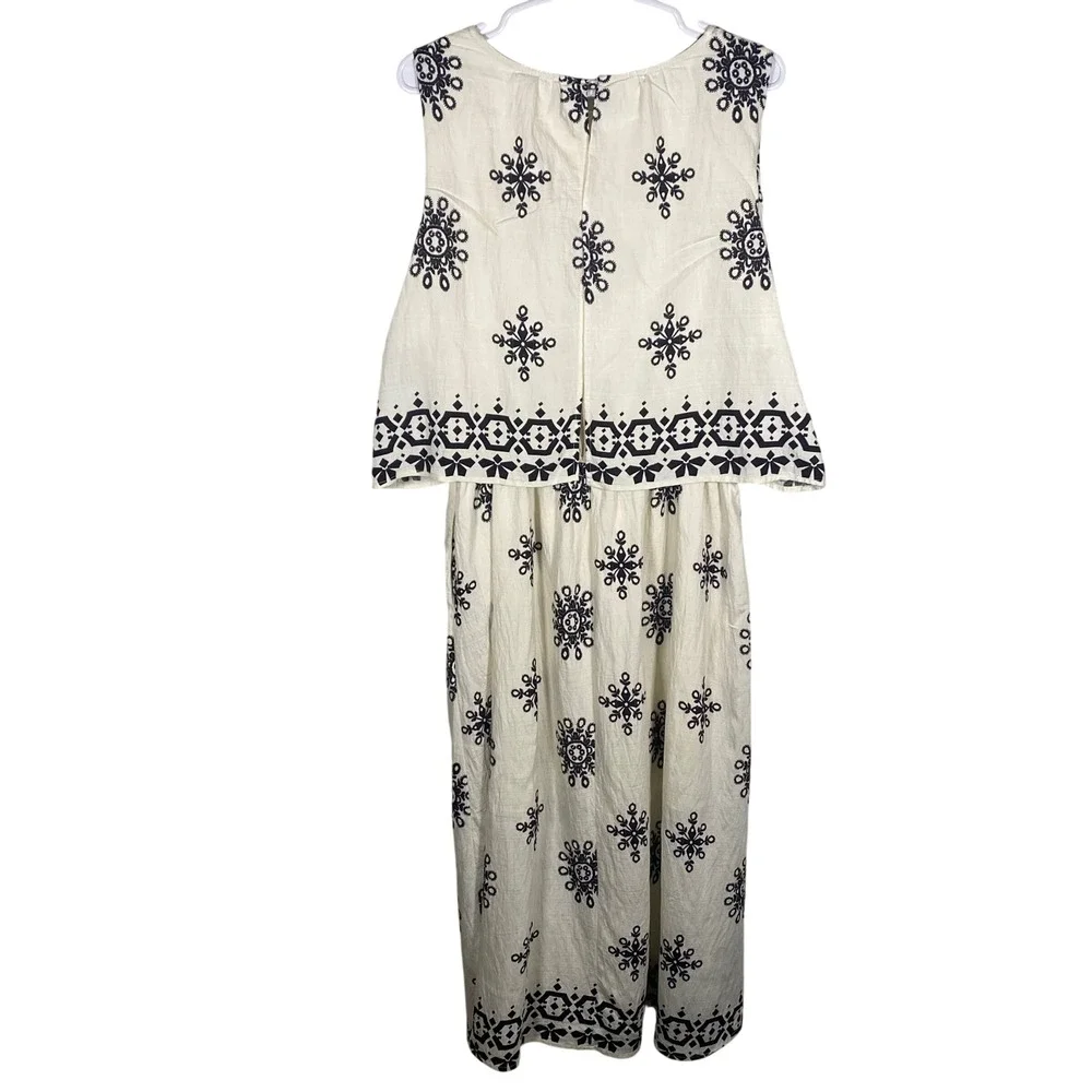 Umgee Cream Crepe Twofer Midi Dress Women's L Resort Travel‎ Vacation Sundress - Picture 7 of 12